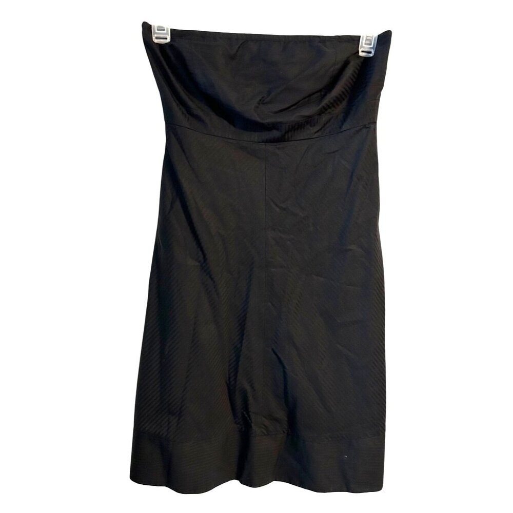 Strapless Black Cotton Gap Dress Womens Size 8 Stripes LBD Lined Formal Classy